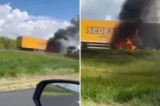 urgente:-carreta-dos-correios-pega-fogo-na-br-324